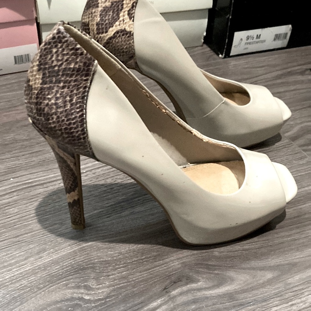Gray and snake skin, Jessica Simpson heels